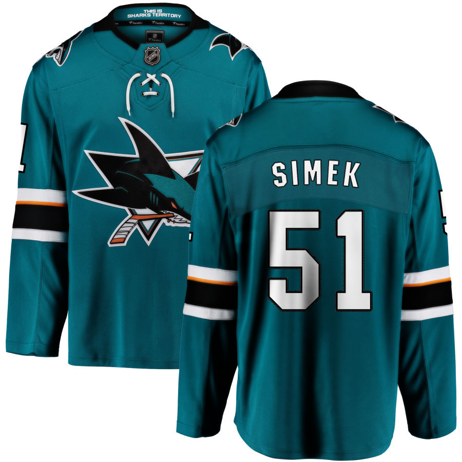 Radim Simek San Jose Sharks Fanatics Branded 2021/22 Home Breakaway Jersey - Teal